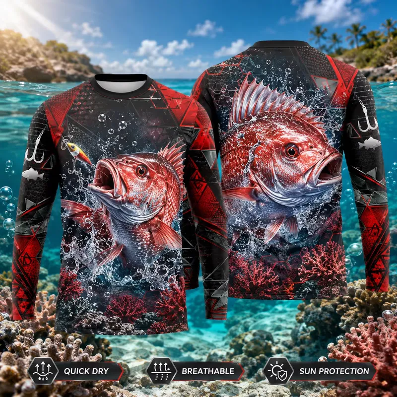3D Print Casual Long Sleeve Re - Fishing Shirt Uv Protection 评论和价格