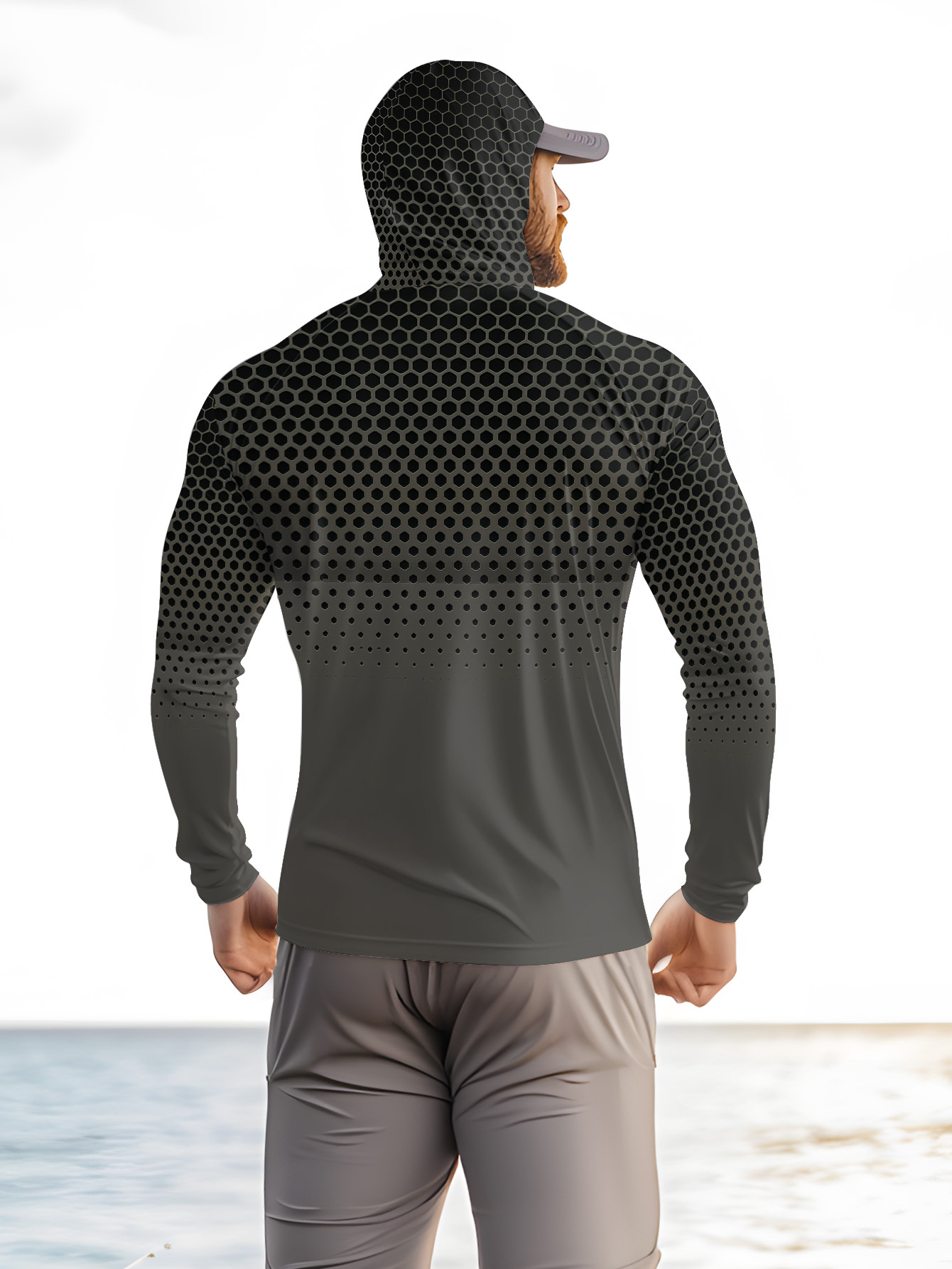 Men Summer Fishing Hoodie With - Fishing Mask Sun Protection 评论和价格