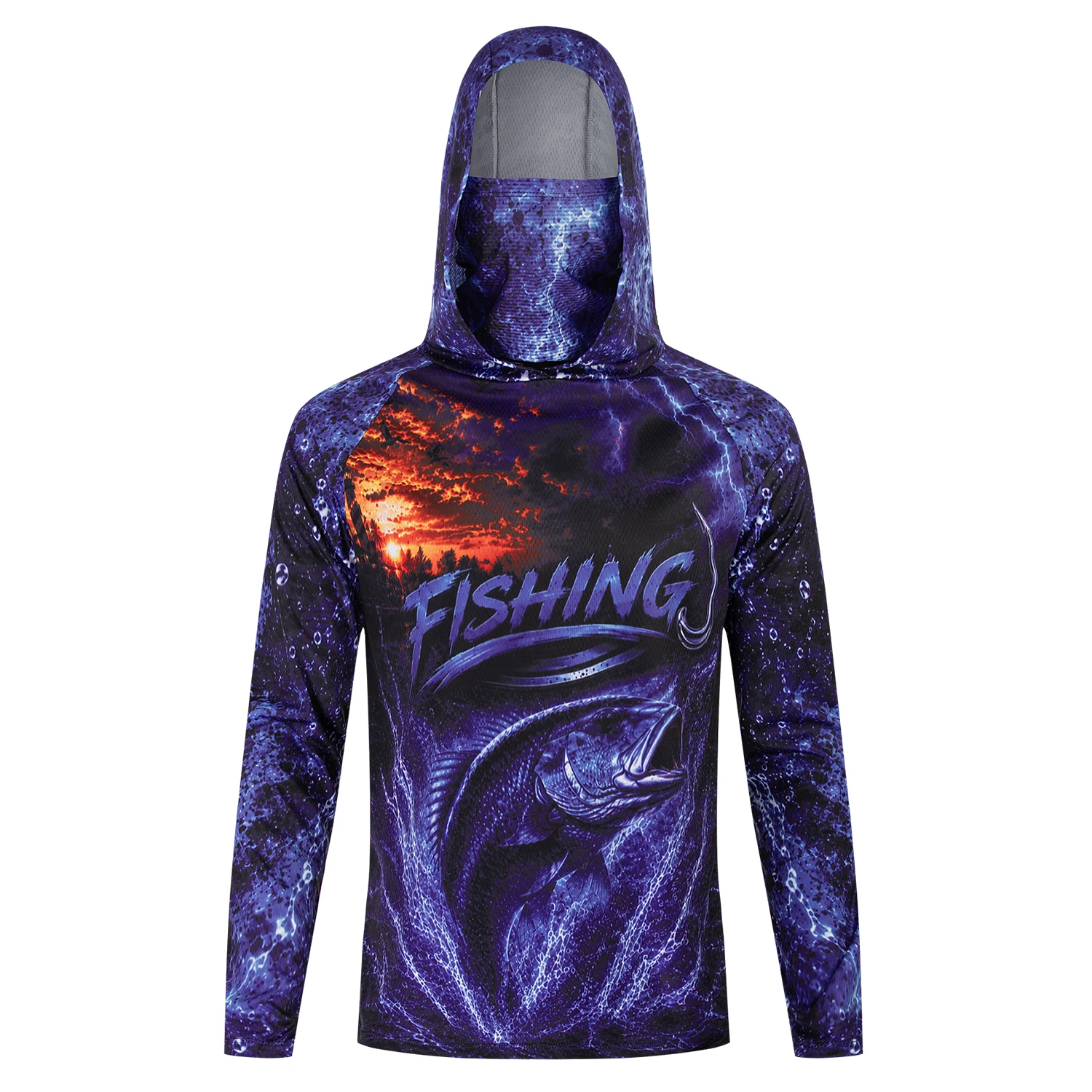 Men Purple Bass Fish 3D Print  - Fishing Shirt Uv Protection 评论和价格