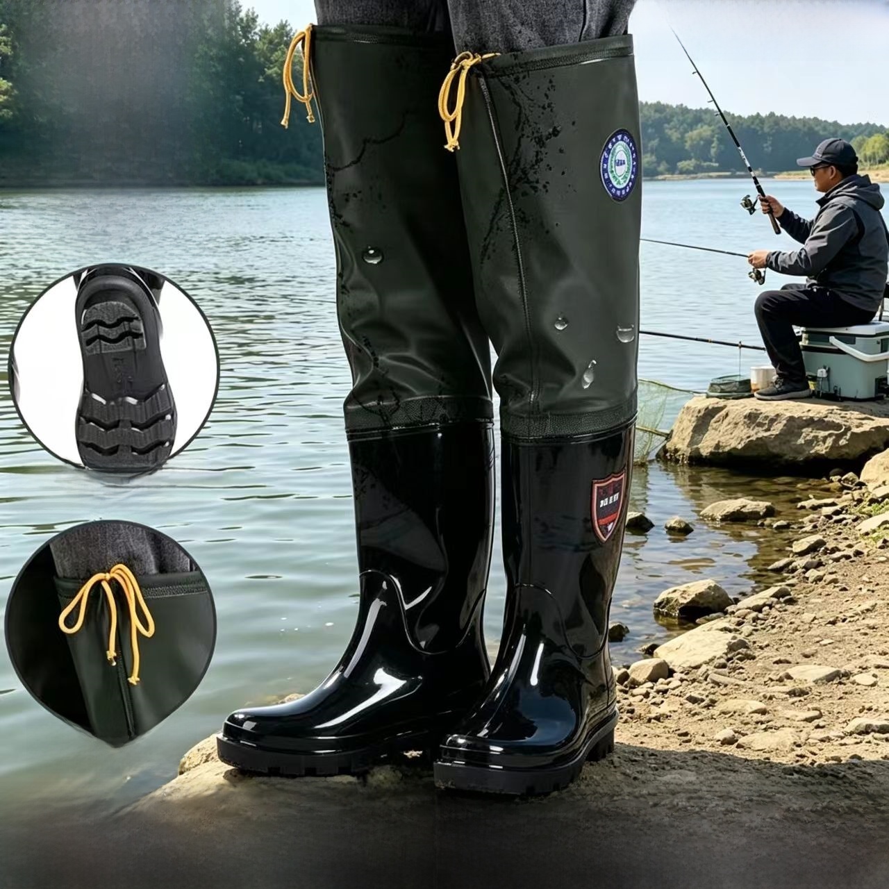 Thickened Over-Knee Rain Boots - Fishing Rain Suit 评论和价格