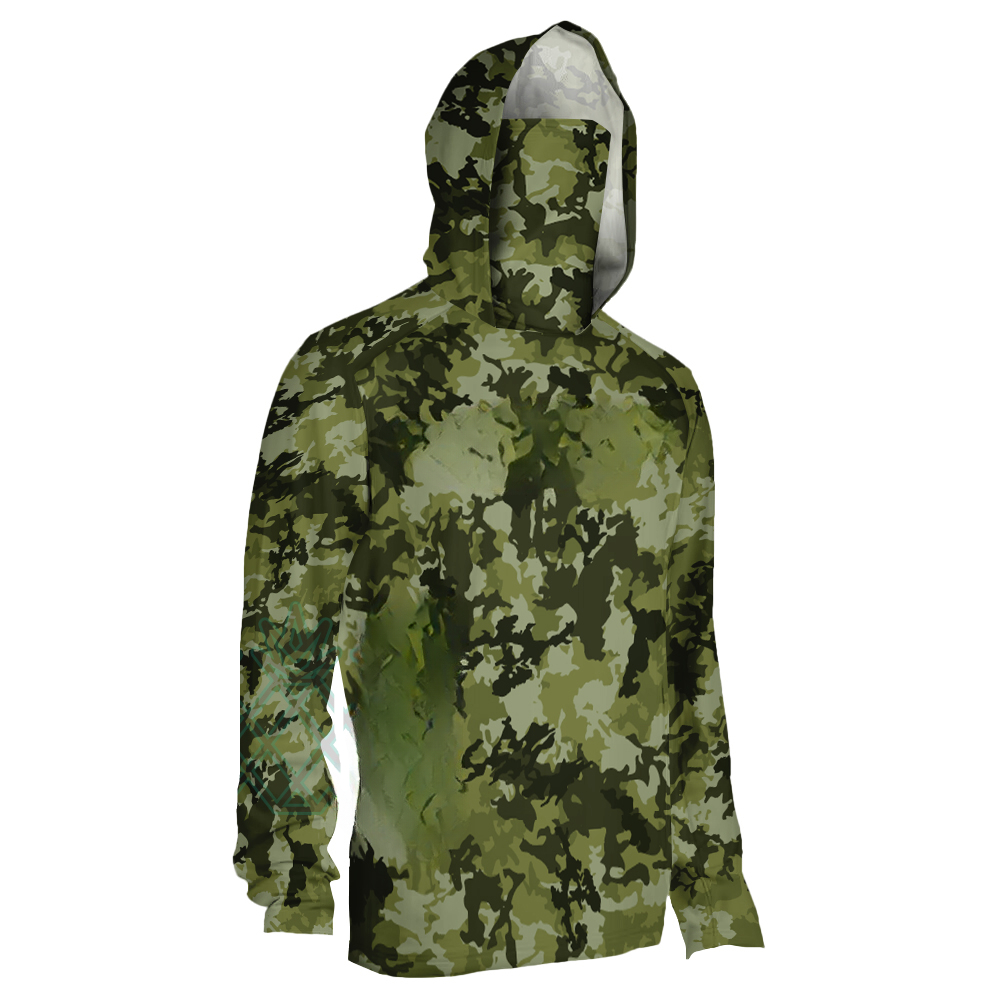 Men's Green Jungle Camouflage  - Fishing Mask Sun Protection 评论和价格